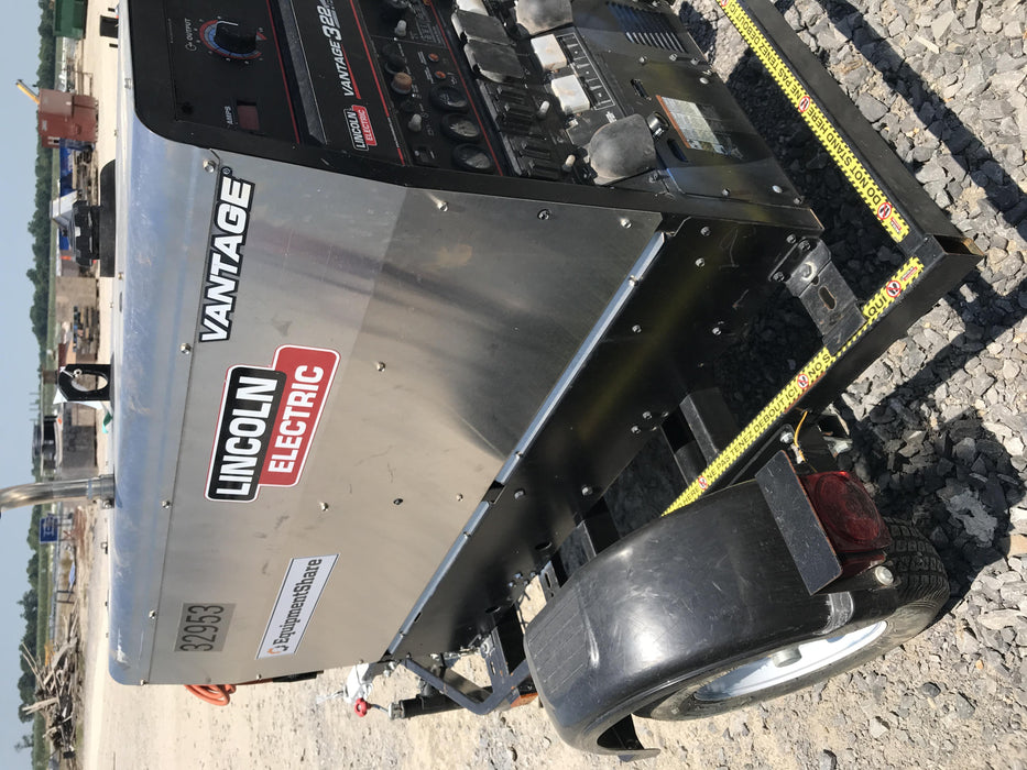 2019 Lincoln Electric Vantage 322 Welder Ready-Pak 3, Two wheel trailer, Fender and Light kit, Cable Rack