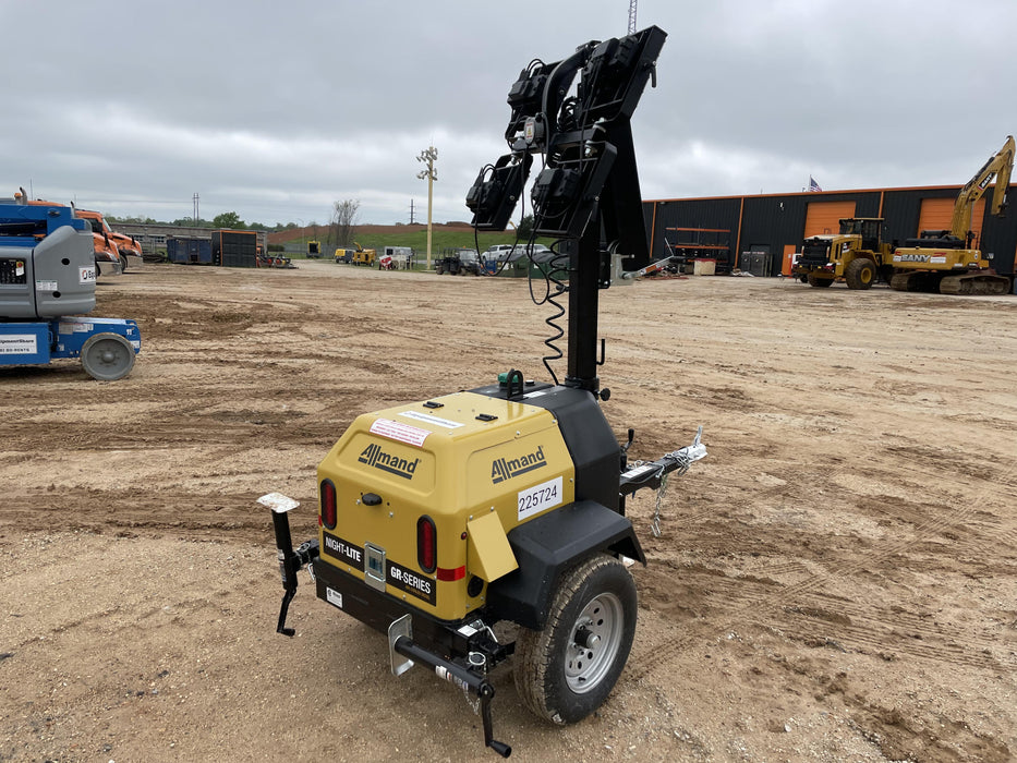 2022 Allmand NLV3GR (4) LED Light Fixture 350W, 23' Vertical Mast, 3kW Prime, Towable, Deep Sea L401, Leveling Jacks, Yanmar T4F 5.8hp