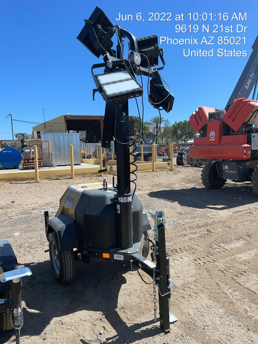 2022 Allmand NLV3GR (4) LED Light Fixture 350W, 23' Vertical Mast, 3kW Prime, Towable, Deep Sea L401, Leveling Jacks, Yanmar T4F 5.8hp