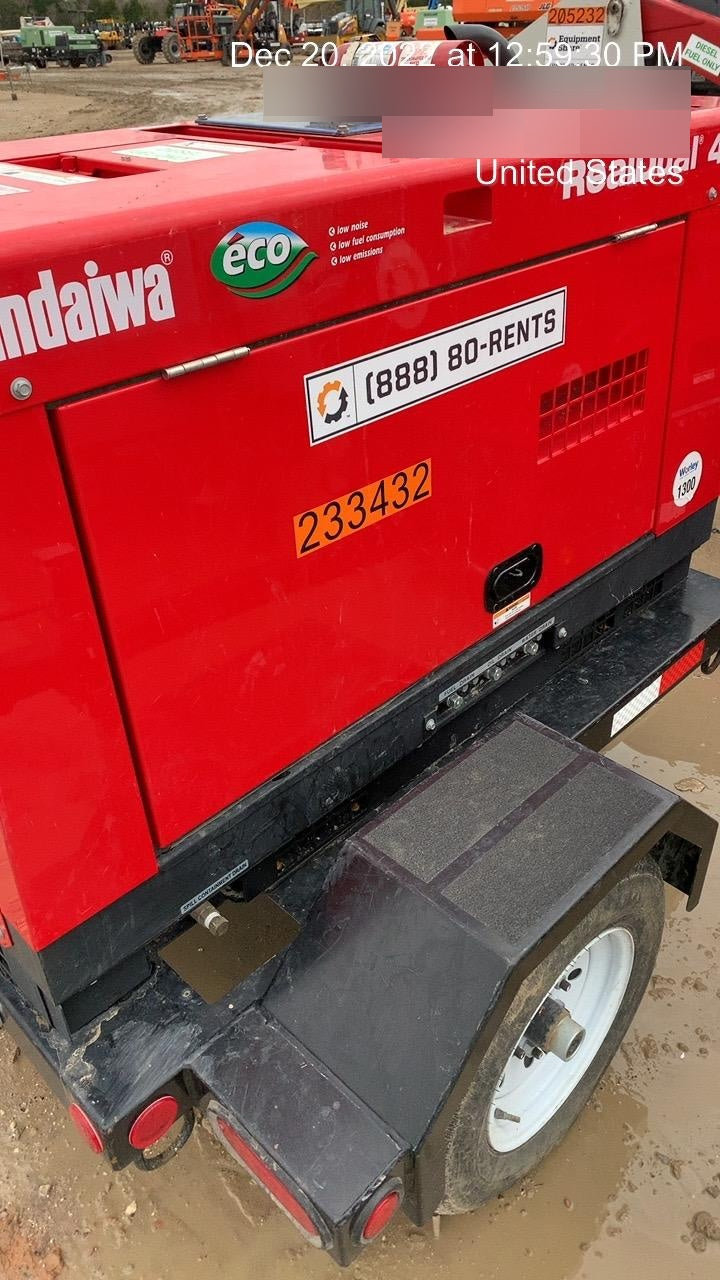 2022 Shindaiwa DGW400MDL Kubota D902 Engine, 23 HP, Dual Op Welder, Wire, Arc, Droop Stick, Tig, and CC Stick Functionality, Simulphase, 3 Phase and 1 Phase Gen Output, Single Axle NB Trlr, Slr Trckl Chrg 12V 12W, Fire Ext