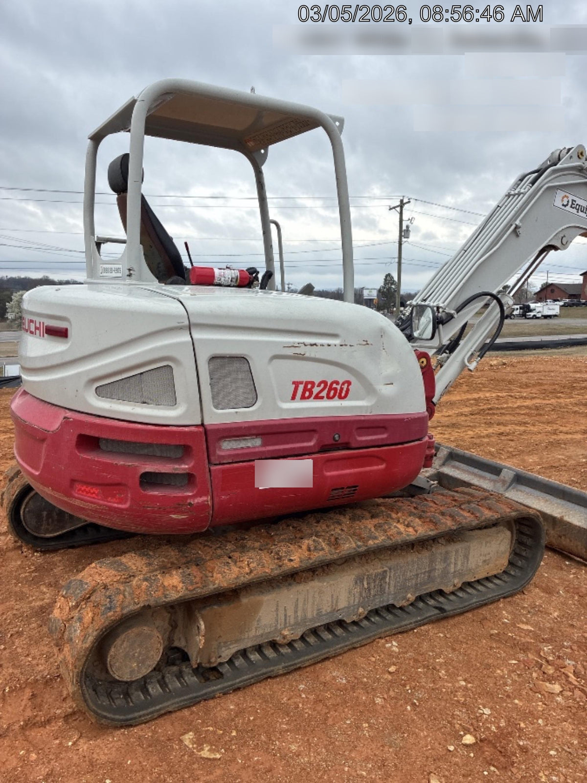 2019 Takeuchi TB260 Takeuchi TB260 Canopy w/Rubber Tracks, Auxiliary Hydraulics, Standard Blade, Manual QC, 12 / 18 / 24" Buckets, Hydraulic Thumb Installed