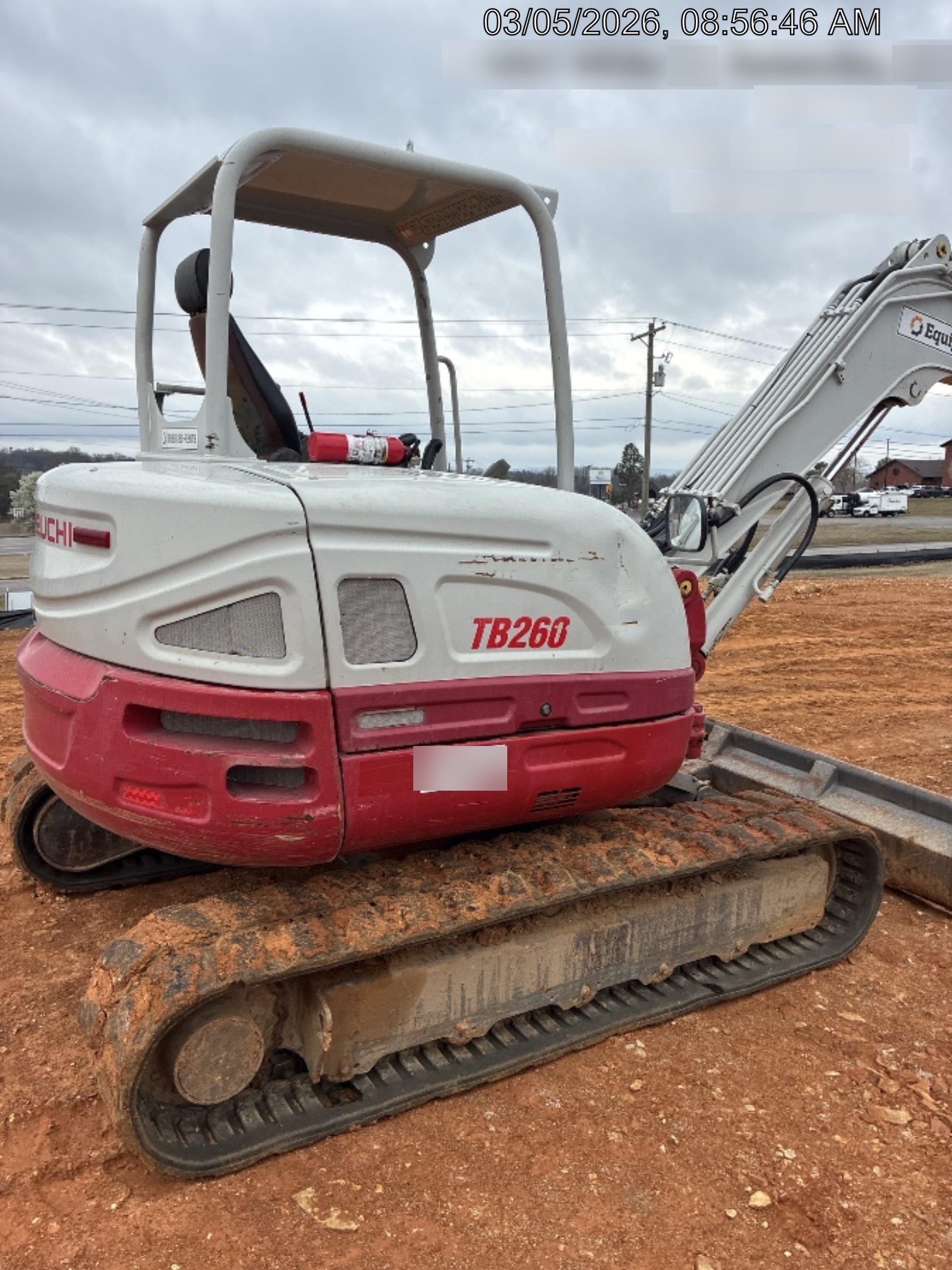 2019 Takeuchi TB260 Takeuchi TB260 Canopy w/Rubber Tracks, Auxiliary Hydraulics, Standard Blade, Manual QC, 12 / 18 / 24" Buckets, Hydraulic Thumb Installed