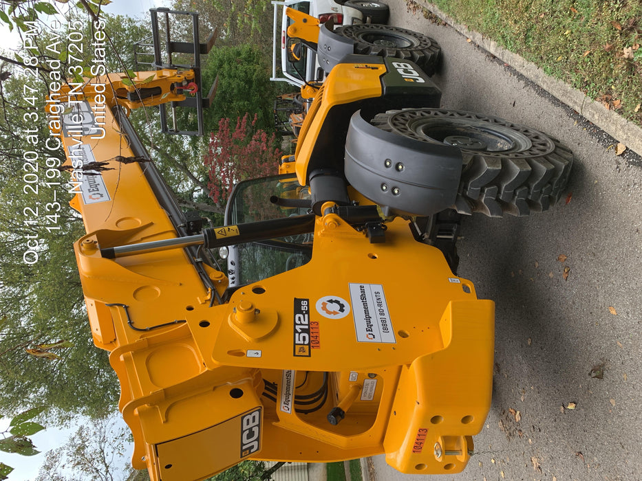 2020 JCB 512-56 Canopy, 74Hp, Solid Tires, Work Lights, Beacon, Aux Hydraulics, Back up Alarm, Lifting Eye, ES Decals