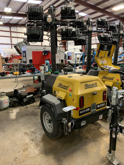 2022 Allmand NLV3GR (4) LED Light Fixture 350W, 23' Vertical Mast, 3kW Prime, Towable, ES Decals, T3