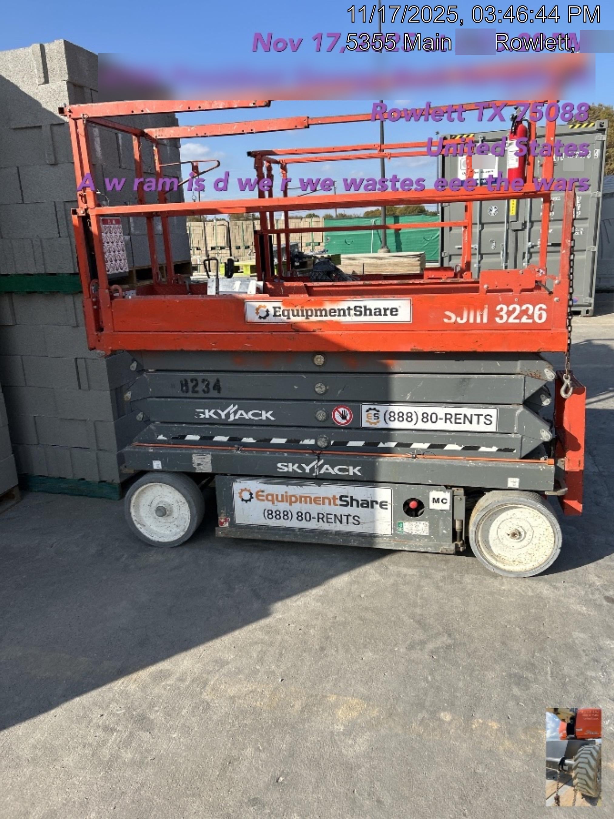 2018 Skyjack SJIII-3226 Skyjack SJIII3226 Scissor Lift w/Trojan Batteries