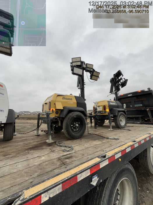 2022 Allmand NLV3GR (4) LED Light Fixture 350W, 23' Vertical Mast, 3kW Prime, Towable, Deep Sea L401, Leveling Jacks, Yanmar T4F 5.8hp