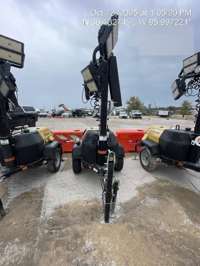 2022 Allmand NLV3GR (4) LED Light Fixture 350W, 23' Vertical Mast, 3kW Prime, Towable, Deep Sea L401, Leveling Jacks, Yanmar T4F 5.8hp