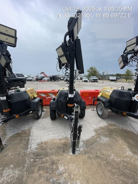 2022 Allmand NLV3GR (4) LED Light Fixture 350W, 23' Vertical Mast, 3kW Prime, Towable, Deep Sea L401, Leveling Jacks, Yanmar T4F 5.8hp