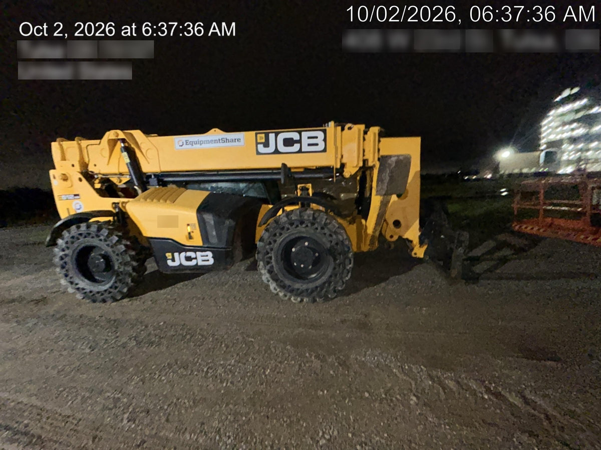 2019 JCB 512-56 Cab/Heat/Air, 109 HP, Solid Tires, STD Worklight, Beacon, Aux Hydraulics, Lifting Eye, Back up Alarm w/66" Carriage/60" Forks