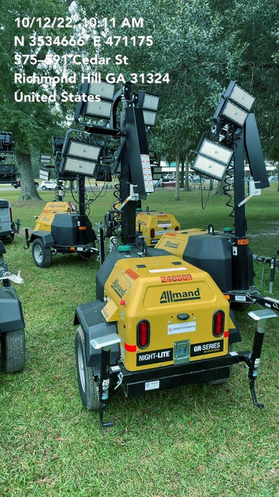 2022 Allmand NLV3GR (4) LED Light Fixture 350W, 23' Vertical Mast, 3kW Prime, Towable