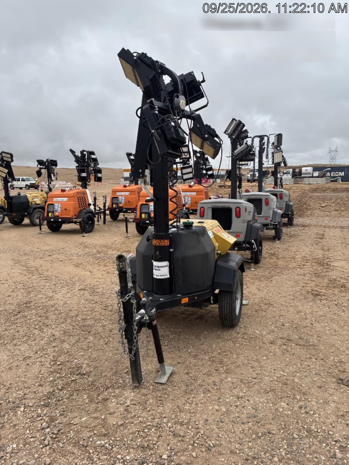 2022 Allmand NLV3GR (4) LED Light Fixture 350W, 23' Vertical Mast, 3kW Prime, Towable, Deep Sea L401, Leveling Jacks, Yanmar T4F 5.8hp