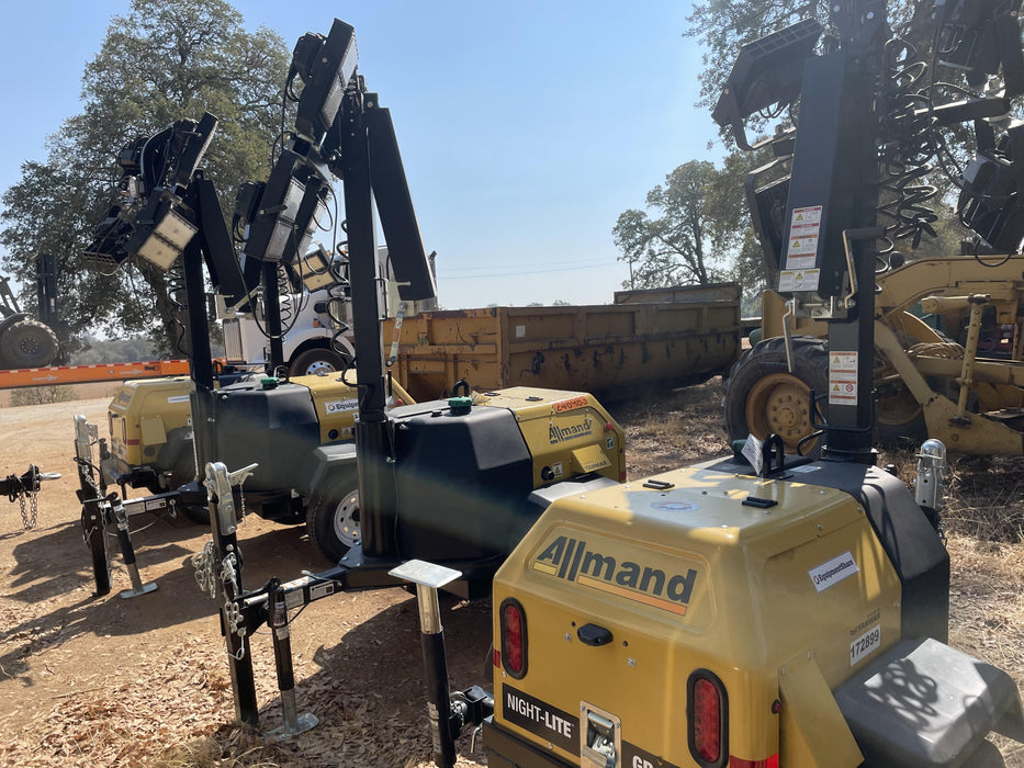 2022 Allmand NLV3GR (4) LED Light Fixture 350W, 23' Vertical Mast, 3kW Prime, Towable, ES Decals, T3