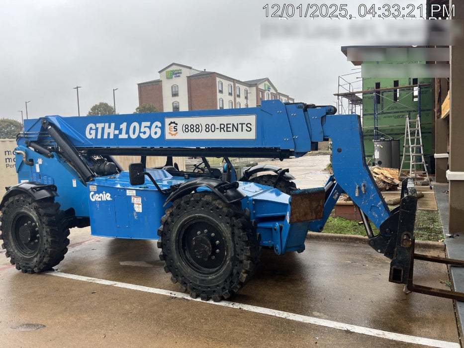 2019 Genie GTH-1056 Canopy, Solid RT Tires, LED Work Lights, Beacon 60" QA Carriage, 60" Forks
