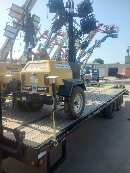 2022 Allmand NLV3GR (4) LED Light Fixture 350W, 23' Vertical Mast, 3kW Prime, Towable, Deep Sea L401, Leveling Jacks, Yanmar T4F 5.8hp