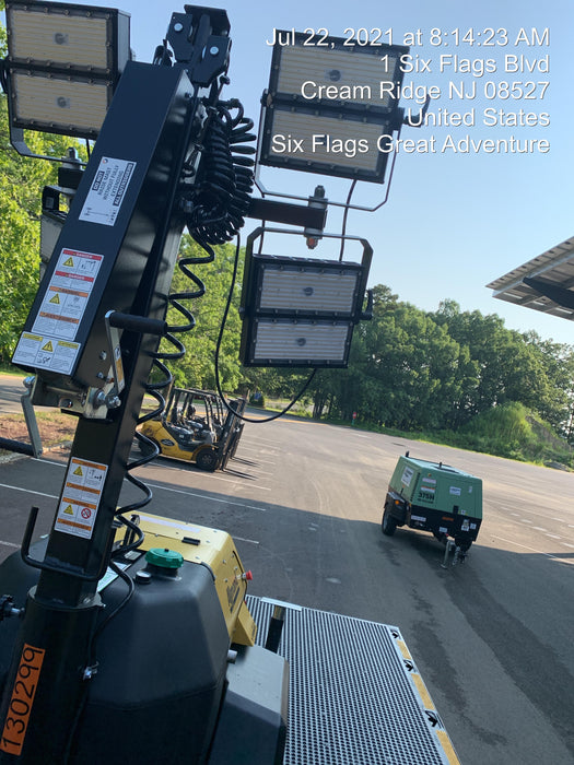 2021 Allmand NLV3GR (4) LED Light Fixture 350W, 23' Vertical Mast, 3kW Prime, Towable, Deep Sea L401, Leveling Jacks, Yanmar T4F 5.8hp