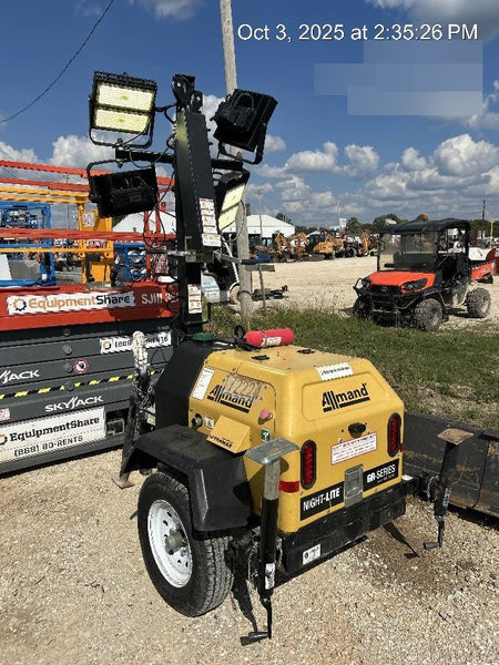 2021 Allmand NLV3GR (4) LED Light Fixture 350W, 23' Vertical Mast, 3kW Prime, Towable, Deep Sea L401, Leveling Jacks, Yanmar T4F 5.8hp