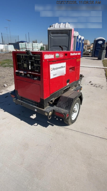 2022 Shindaiwa DGW400MDL Kubota D902 Engine, 23 HP, Dual Op Welder, Wire, Arc, Droop Stick, Tig, and CC Stick Functionality, Simulphase, 3 Phase and 1 Phase Gen Output, Single Axle NB Trlr, Slr Trckl Chrg 12V 12W, Fire Ext