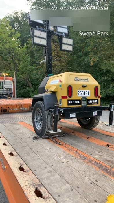 2022 Allmand NLV3GR (4) LED Light Fixture 350W, 23' Vertical Mast, 3kW Prime, Towable, ES Decals, T3