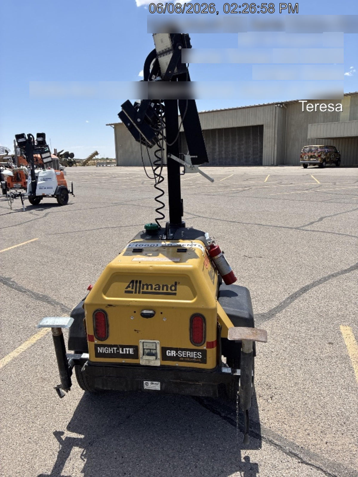 2022 Allmand NLV3GR (4) LED Light Fixture 350W, 23' Vertical Mast, 3kW Prime, Towable, ES Decals, T3