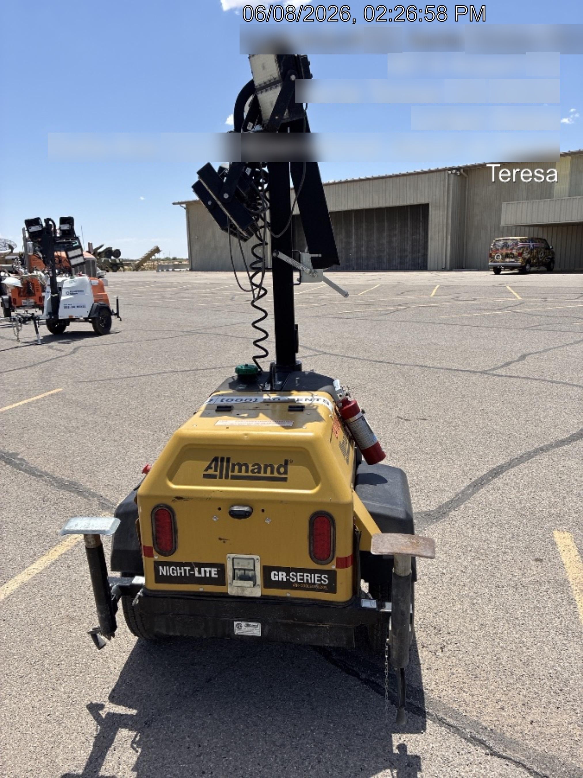 2022 Allmand NLV3GR (4) LED Light Fixture 350W, 23' Vertical Mast, 3kW Prime, Towable, ES Decals, T3