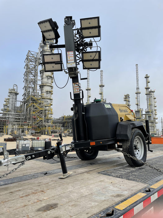 2022 Allmand NLV3GR (4) LED Light Fixture 350W, 23' Vertical Mast, 3kW Prime, Towable, Deep Sea L401, Leveling Jacks, Yanmar T4F 5.8hp