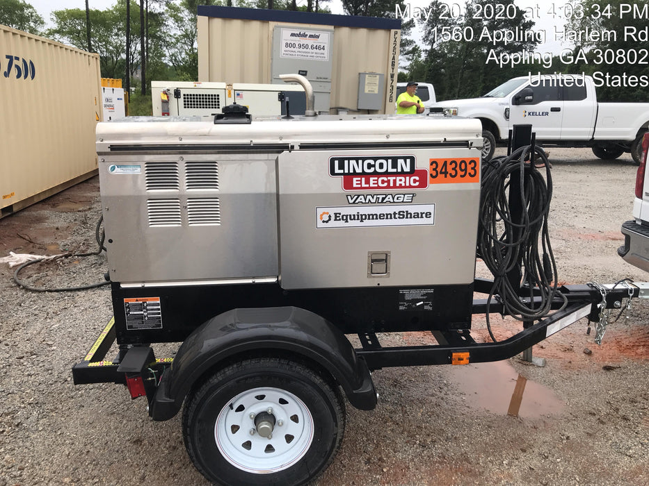 2019 Lincoln Electric Vantage 322 Welder Ready-Pak 3, Two wheel trailer, Fender and Light kit, Cable Rack