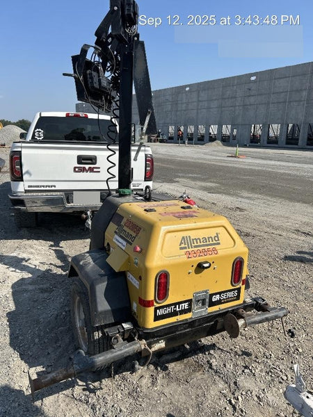 2022 Allmand NLV3GR (4) LED Light Fixture 350W, 23' Vertical Mast, 3kW Prime, Towable, Deep Sea L401, Leveling Jacks, Yanmar T4F 5.8hp