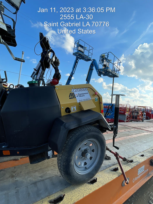 2022 Allmand NLV3GR (4) LED Light Fixture 350W, 23' Vertical Mast, 3kW Prime, Towable, Deep Sea L401, Leveling Jacks, Yanmar T4F 5.8hp