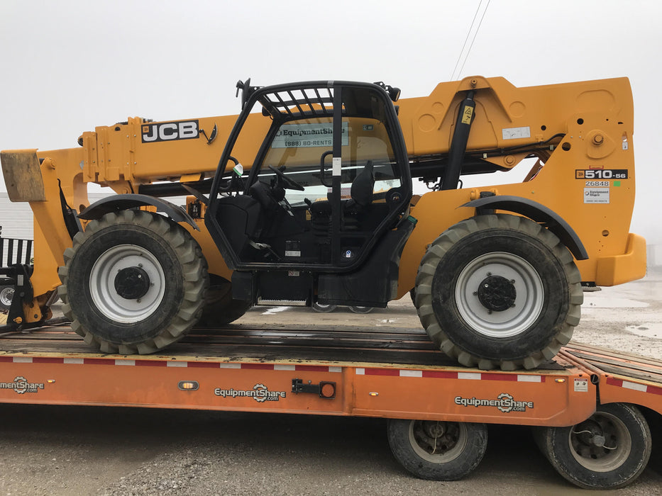 2019 JCB 510-56 Open ROPS, 74 HP, Solid Tires, Worklights, Beacon, Aux Hydraulics, Lifting Eye, 60" Carriage/60" Forks
