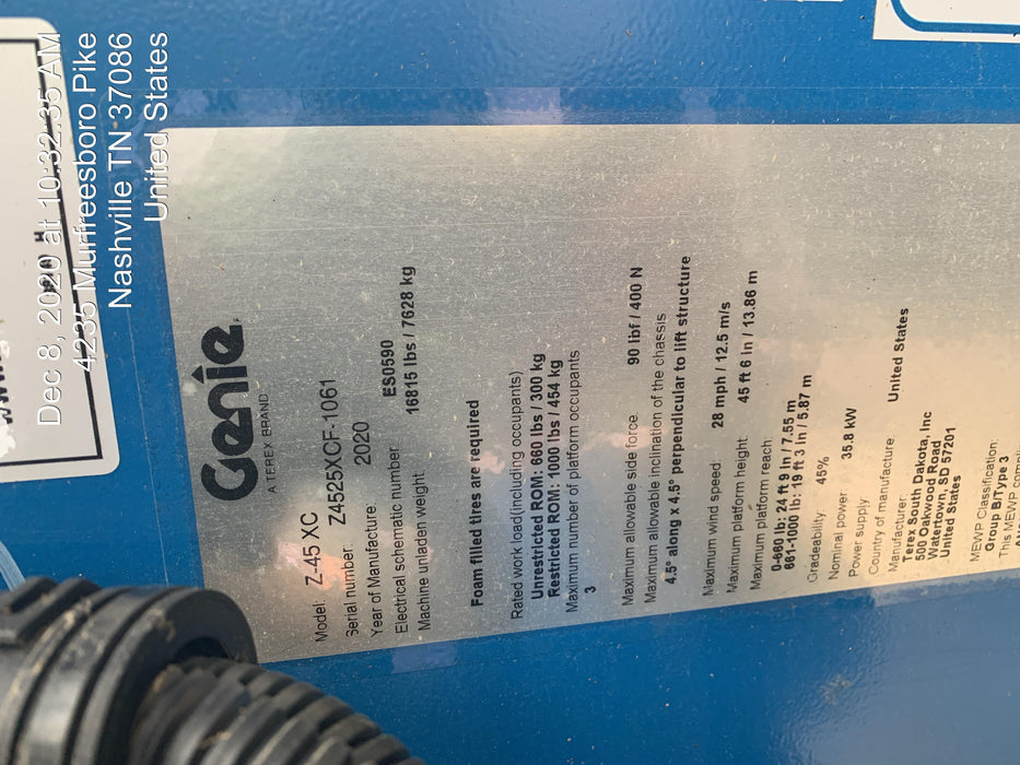 2020 GENIE Z-45 XC