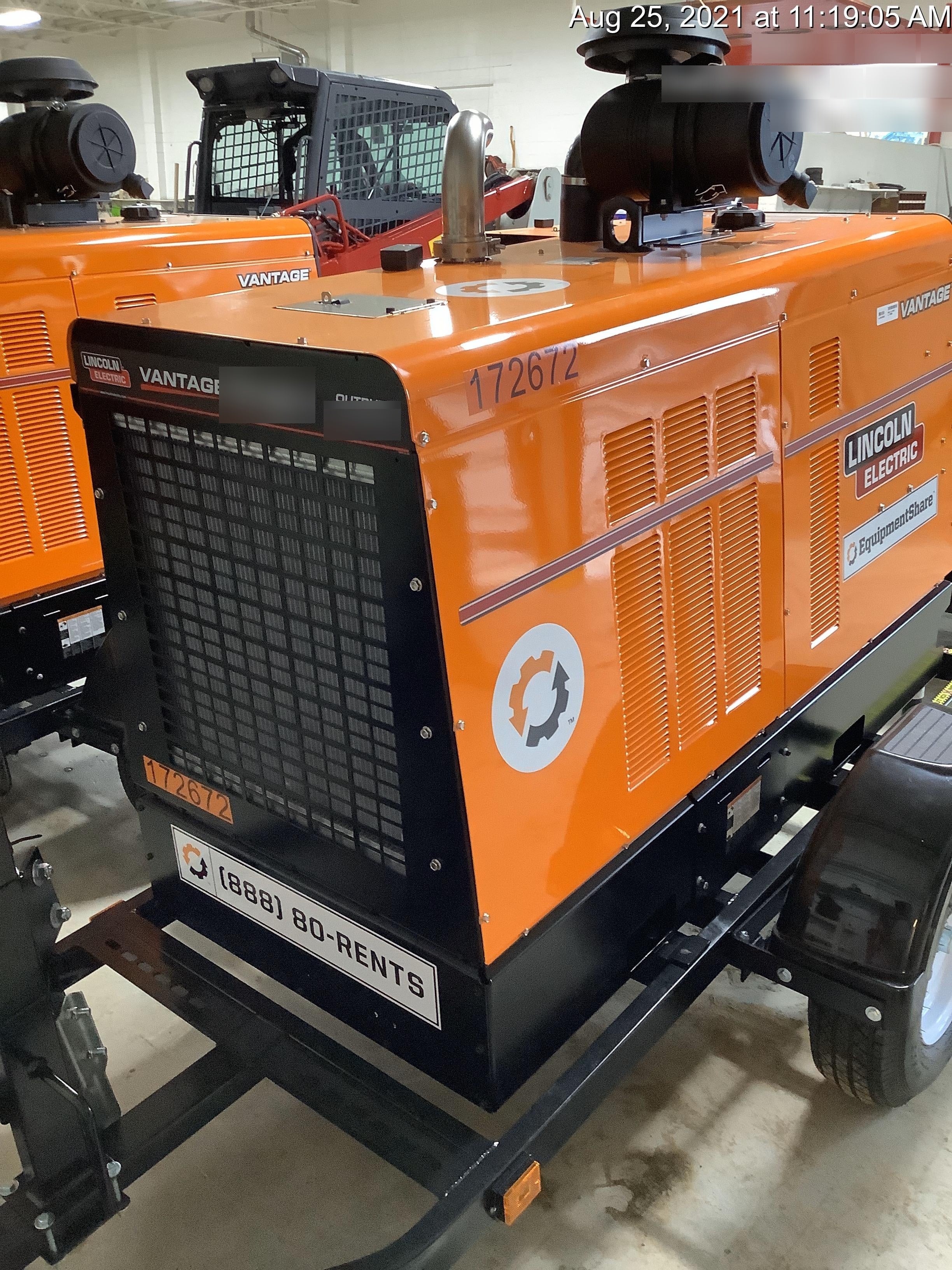 2021 Lincoln Electric Vantage 549X Ready Pak 3, ORANGE (includes trailer, cable rack, fender light kit)