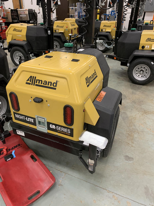 2022 Allmand NLV3GR (4) LED Light Fixture 350W, 23' Vertical Mast, 3kW Prime, Towable, Deep Sea L401, Leveling Jacks, Yanmar T4F 5.8hp