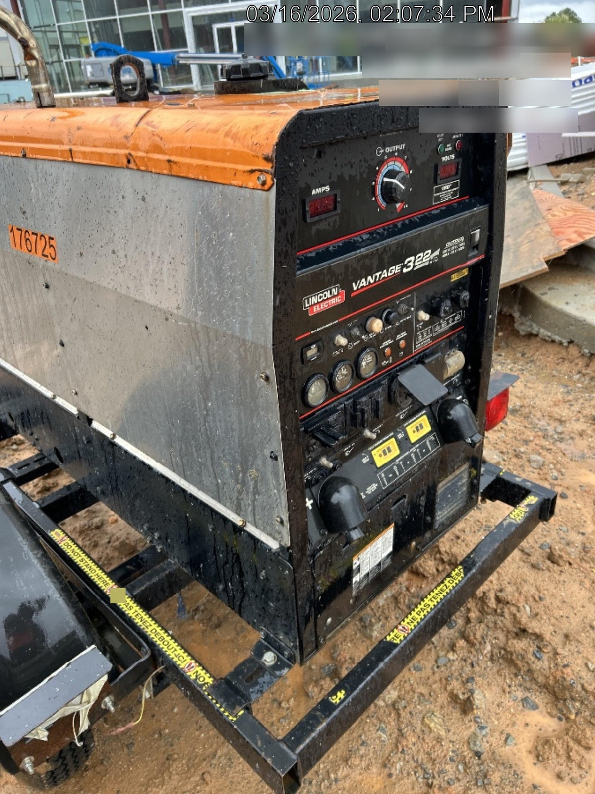2021 Lincoln Electric Vantage 322 Vantage 322 Ready Pak 3 w/ Decals, ORANGE (includes trailer, cable rack, fender light kit) NO Telematics