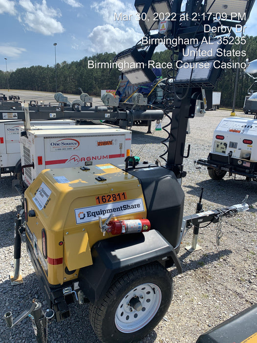 2021 Allmand NLV3GR (4) LED Light Fixture 350W, 23' Vertical Mast, 3kW Prime, Towable, Deep Sea L401, Leveling Jacks, Yanmar T4F 5.8hp