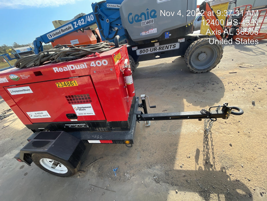 2022 Shindaiwa DGW400MDL Kubota D902 Engine, 23 HP, Dual Op Welder, Wire, Arc, Droop Stick, Tig, and CC Stick Functionality, Simulphase, 3 Phase and 1 Phase Gen Output, Single Axle NB Trlr, Slr Trckl Chrg 12V 12W, Fire Ext