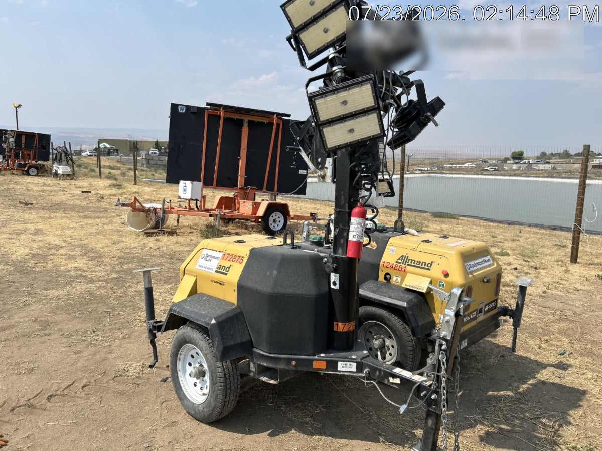 2021 Allmand NLV3GR (4) LED Light Fixture 350W, 23' Vertical Mast, 3kW Prime, Towable, Deep Sea L401, Leveling Jacks, Yanmar T4F 5.8hp