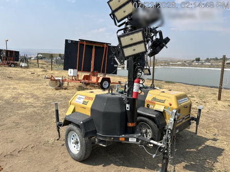 2021 Allmand NLV3GR (4) LED Light Fixture 350W, 23' Vertical Mast, 3kW Prime, Towable, Deep Sea L401, Leveling Jacks, Yanmar T4F 5.8hp