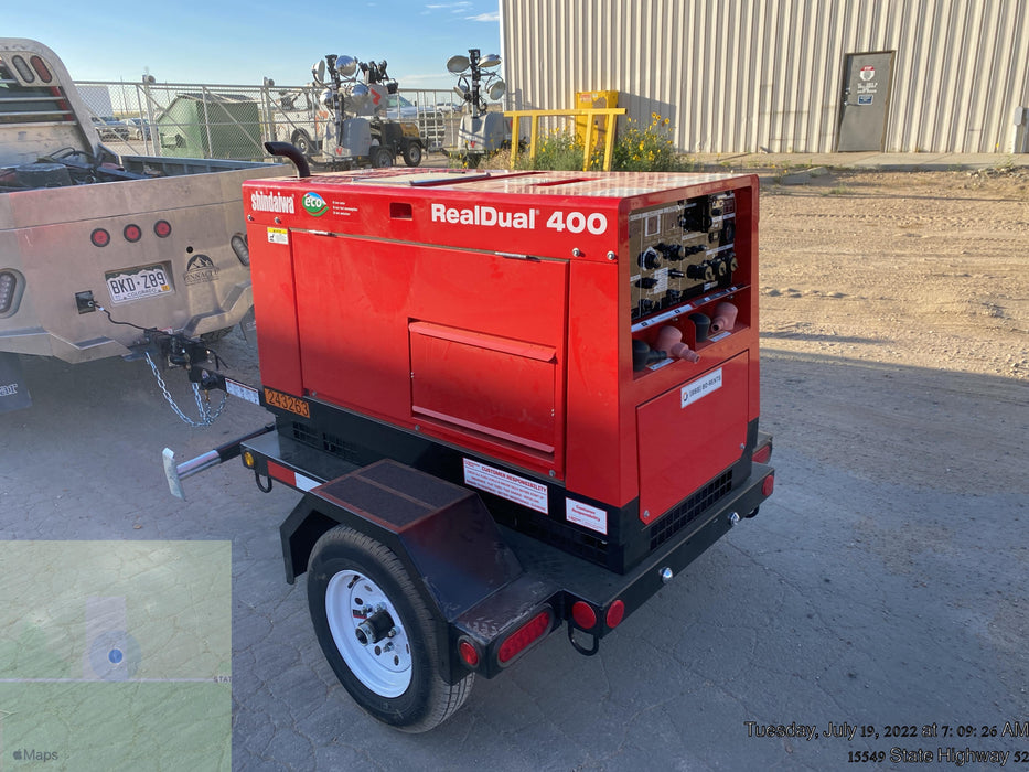 2022 Shindaiwa DGW400MDL Kubota D902 Engine, 23 HP, Dual Op Welder, Wire, Arc, Droop Stick, Tig, and CC Stick Functionality, Simulphase, 3 Phase and 1 Phase Gen Output, Single Axle NB Trlr, Slr Trckl Chrg 12V 12W, Fire Ext