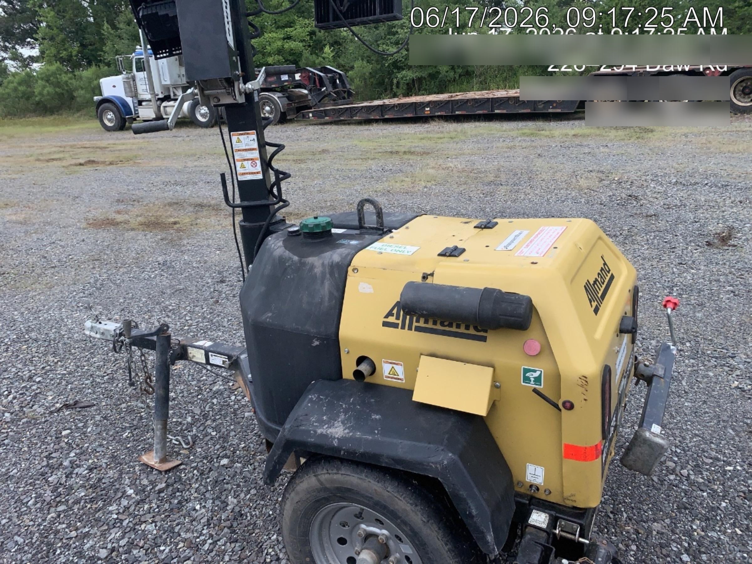 2022 Allmand NLV3GR (4) LED Light Fixture 350W, 23' Vertical Mast, 3kW Prime, Towable, Deep Sea L401, Leveling Jacks, Yanmar T4F 5.8hp