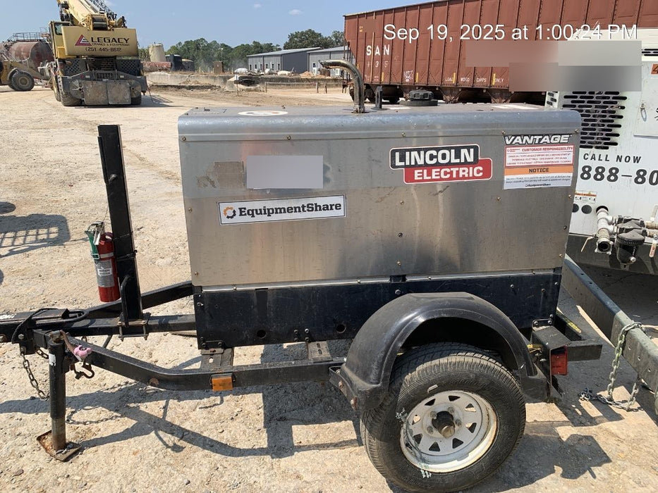 2019 Lincoln Electric Vantage 322 Ready-Pak 3, Two Wheel Trailer, Fender and Light Kit, Cable Rack