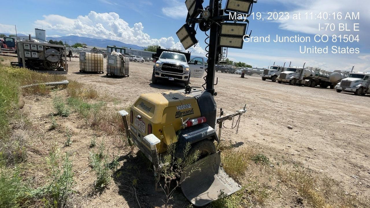 2022 Allmand NLV3GR (4) LED Light Fixture 350W, 23' Vertical Mast, 3kW Prime, Towable, ES Decals, T3