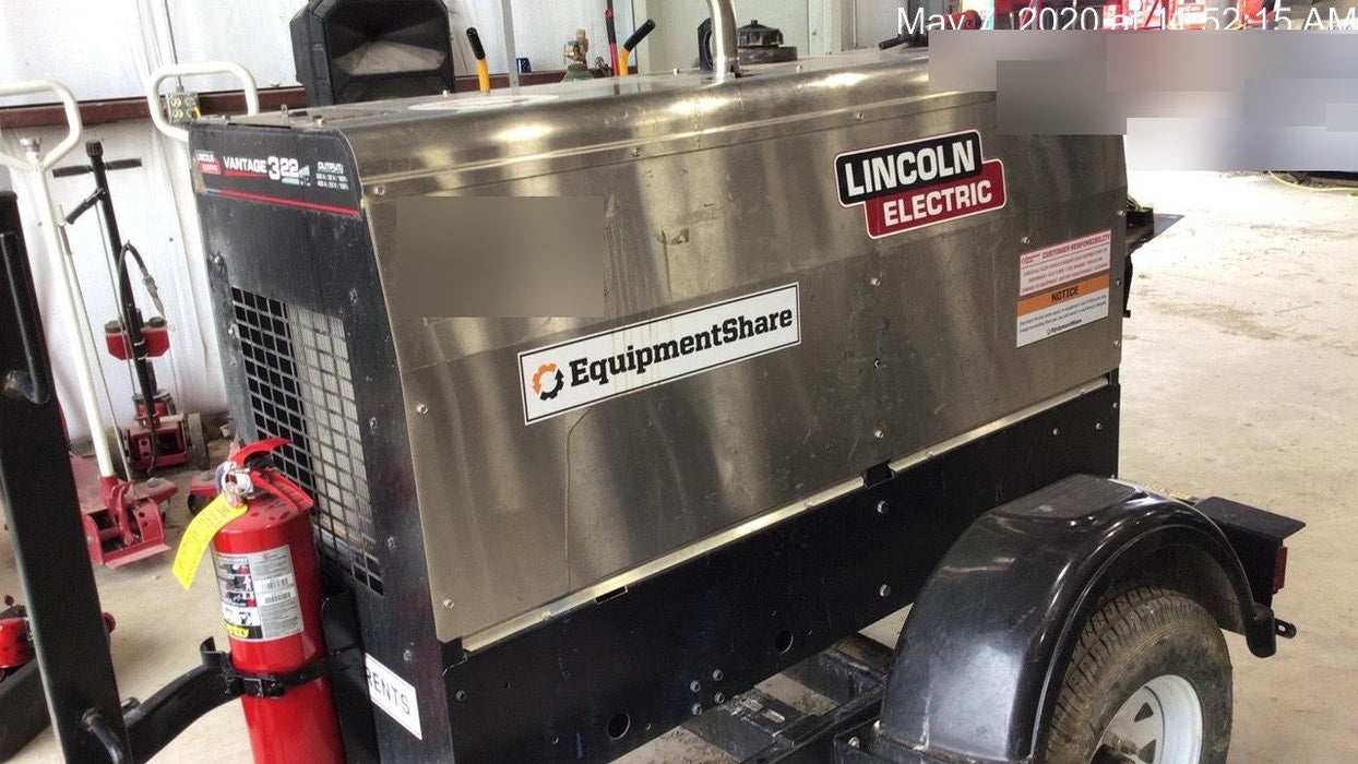 2019 Lincoln Electric Vantage 322 Ready-Pak 3, Two Wheel Trailer, Fender and Light Kit, Cable Rack