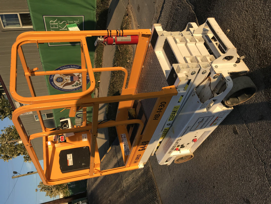 Custom Equipment HB-1430 Hy-Brid Scissor Lift
Platform capacity up to 670 lbs
Working height up to 20 ft
Weighs under 1,700 lbs
Non-marking wheels