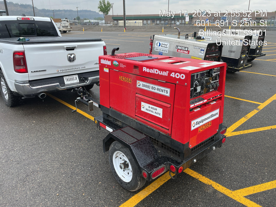 2022 Shindaiwa DGW400MDL Kubota D902 Engine, 23 HP, Dual Op Welder, Wire, Arc, Droop Stick, Tig, and CC Stick Functionality, Simulphase, 3 Phase and 1 Phase Gen Output, Single Axle NB Trlr, Slr Trckl Chrg 12V 12W, Fire Ext