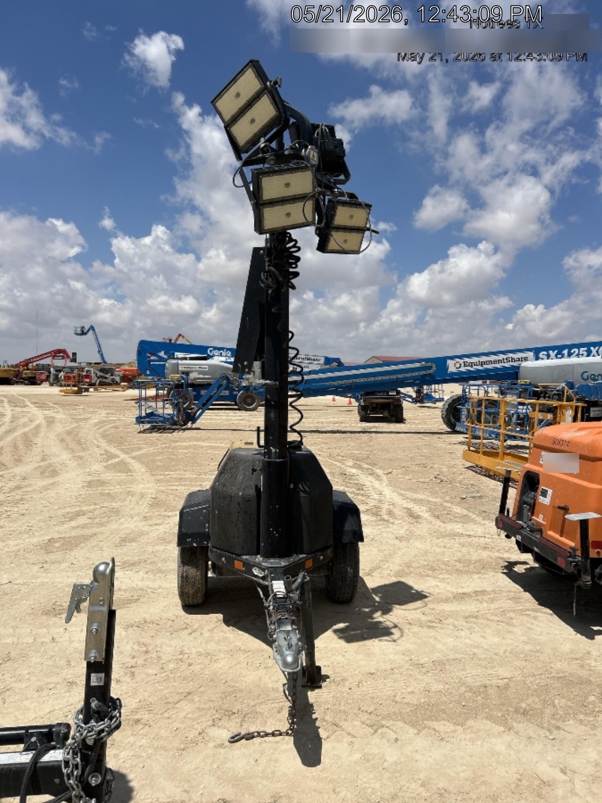 Allmand NLV3GR (4) LED Light Fixture 350W, 23' Vertical Mast, 3kW Prime, Towable, Deep Sea L401, Leveling Jacks, Yanmar T4F 5.8hp