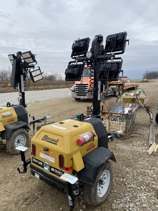 2021 Allmand NLV3GR (4) LED Light Fixture 350W, 23' Vertical Mast, 3kW Prime, Towable, Deep Sea L401, Leveling Jacks, Yanmar T4F 5.8hp