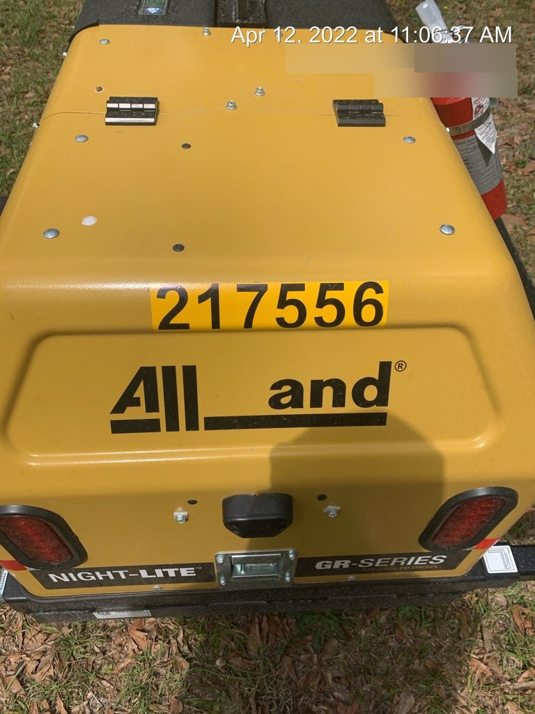 2022 Allmand NLV3GR (4) LED Light Fixture 350W, 23' Vertical Mast, 3kW Prime, Towable, Deep Sea L401, Leveling Jacks, Yanmar T4F 5.8hp