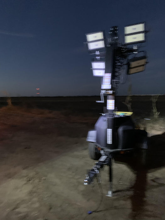 2021 Allmand NLV3GR (4) LED Light Fixture 350W, 23' Vertical Mast, 3kW Prime, Towable, Deep Sea L401, Leveling Jacks, Yanmar T4F 5.8hp