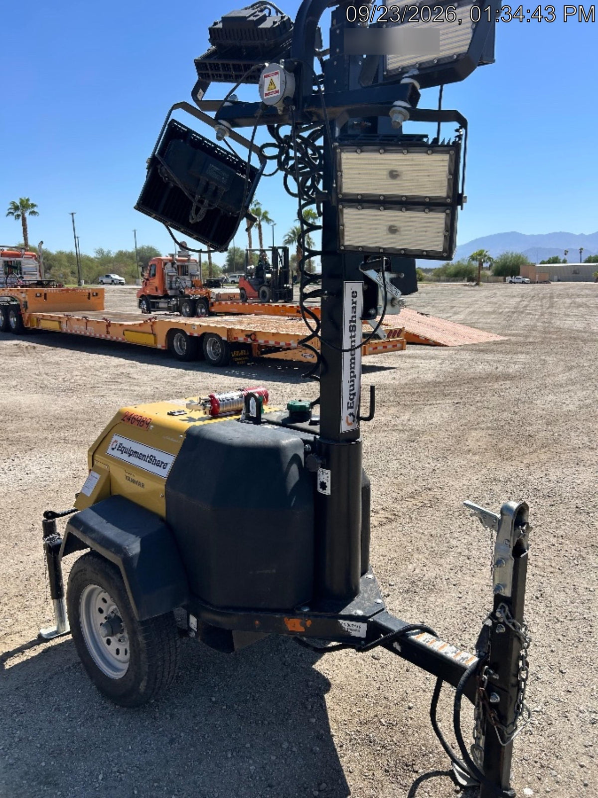 2022 Allmand NLV3GR (4) LED Light Fixture 350W, 23' Vertical Mast, 3kW Prime, Towable, ES Decals, T3