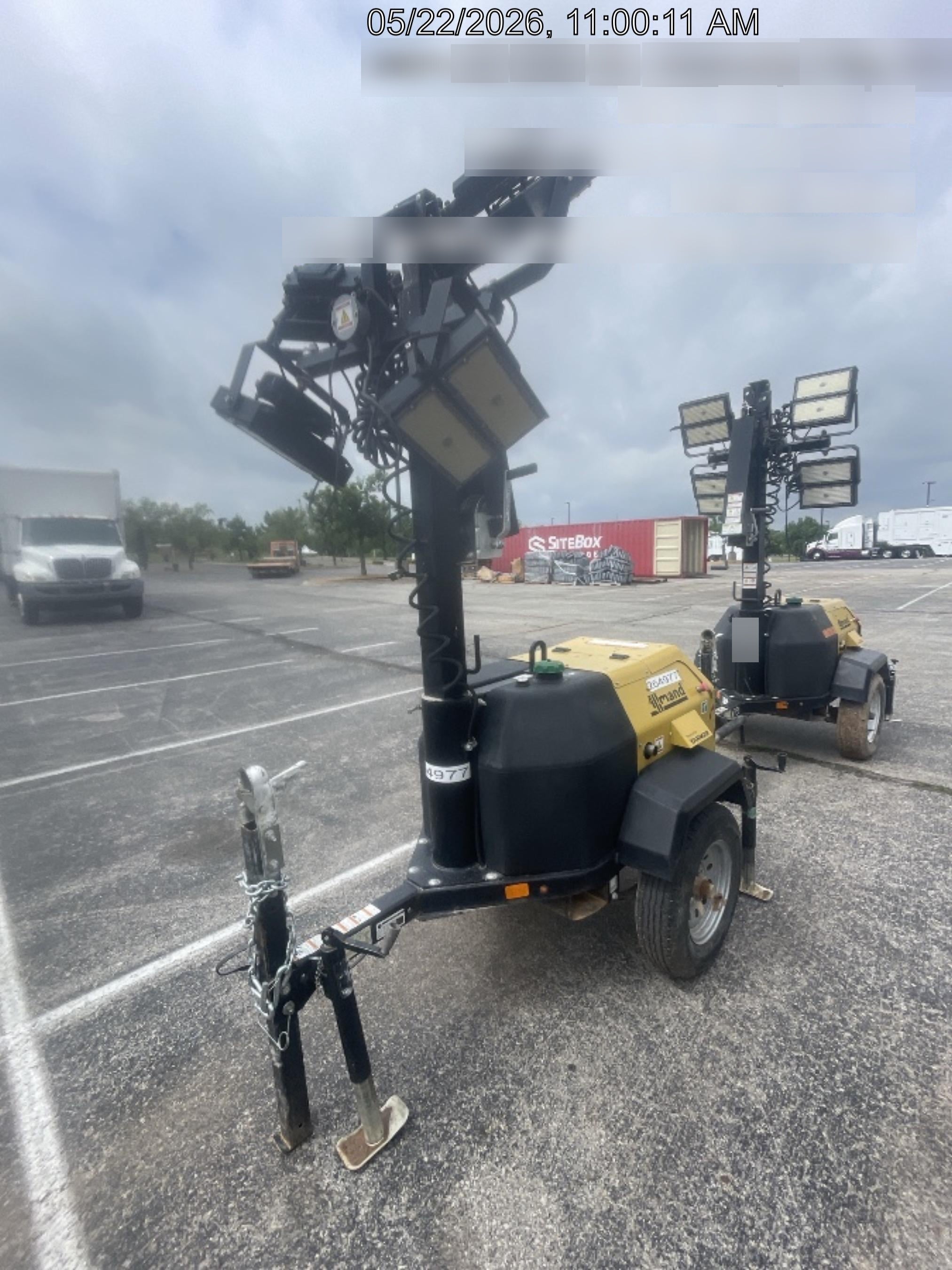 2022 Allmand NLV3GR (4) LED Light Fixture 350W, 23' Vertical Mast, 3kW Prime, Towable, ES Decals, T3